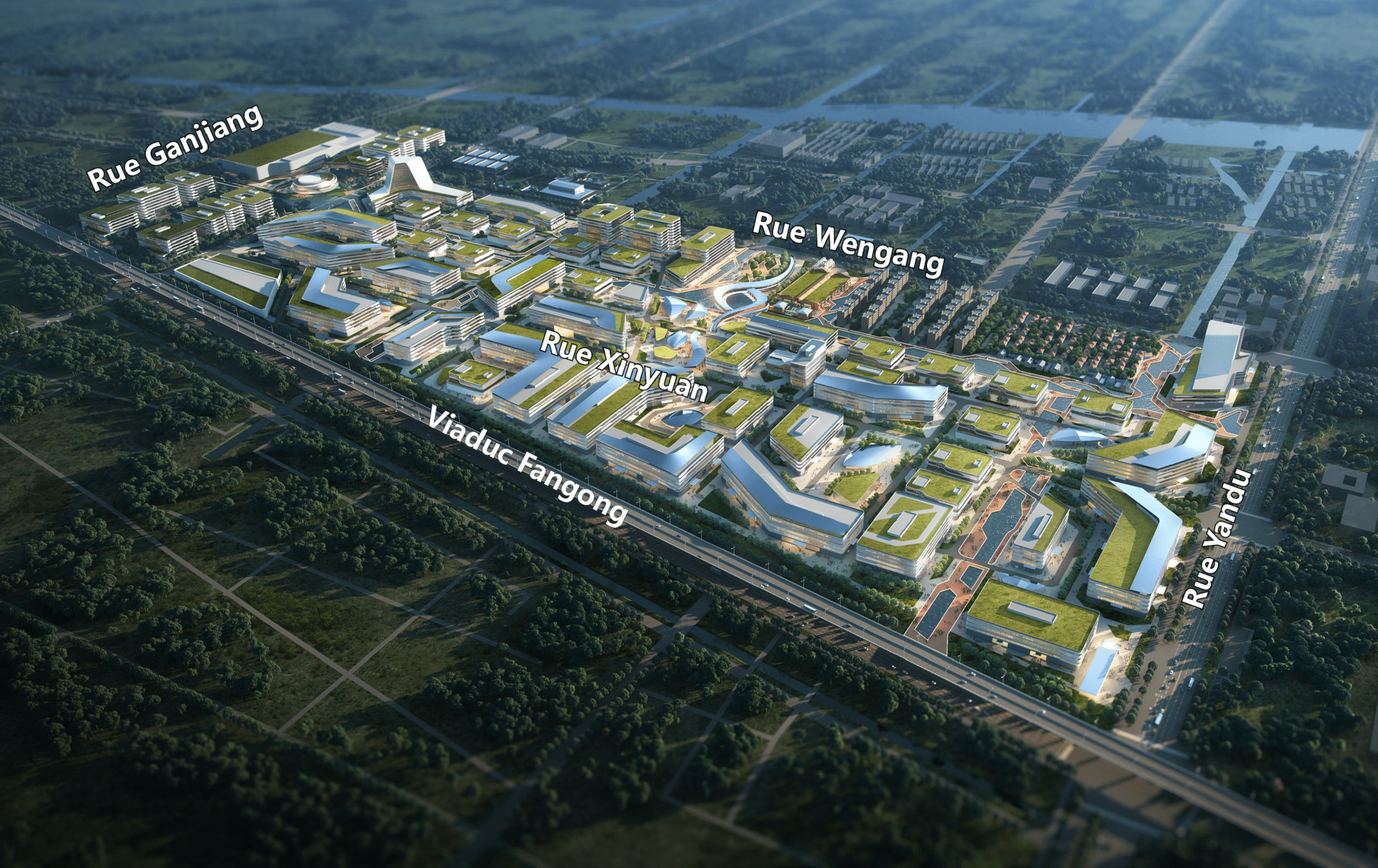 Concept urbain et réglementaire du parc robotique rivière XiFu à Yancheng